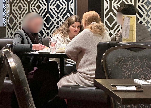 Jade Muscat, 19, is pictured dining with relatives ahead of her sentencing hearing on Friday. 