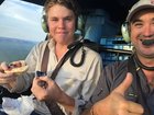 Pilot Sebastian Robinson and Outback Wrangler star Matt Wright on a crocodile egg collecting mission in January 2016. 