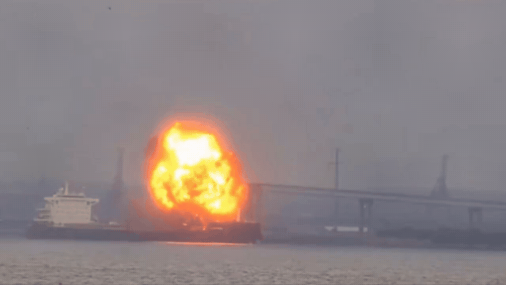 The massive fireball on Baltimore Harbour.