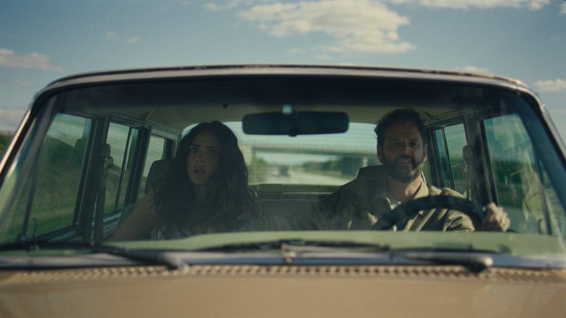 Adria Arjona and Kyle Marvin in Splitsville.