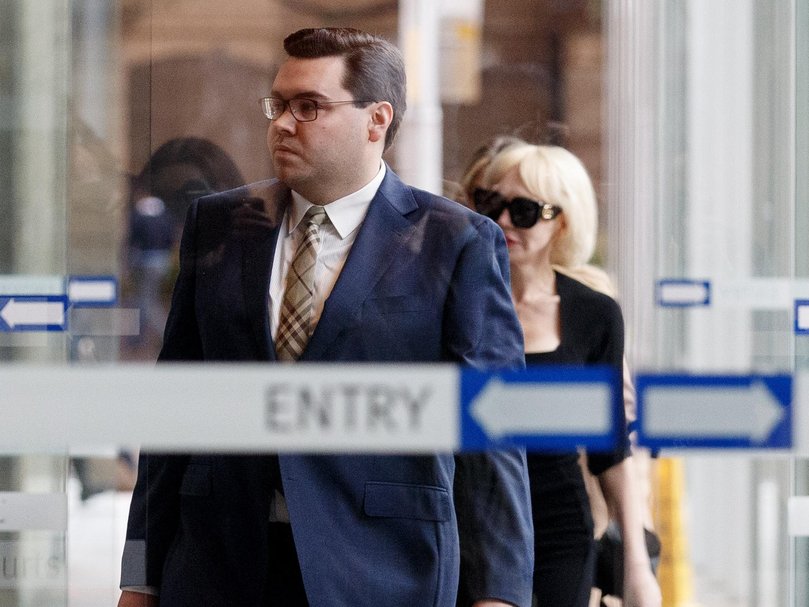 Bruce Lehrmann arrives at court on Wednesday with his lawyer Zali Burrows. Picture: NewsWire / Nikki Short