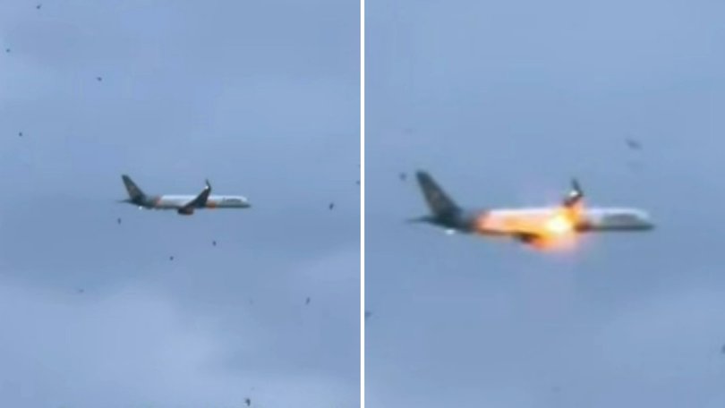 Flight burst into flames forcing emergecy landing.