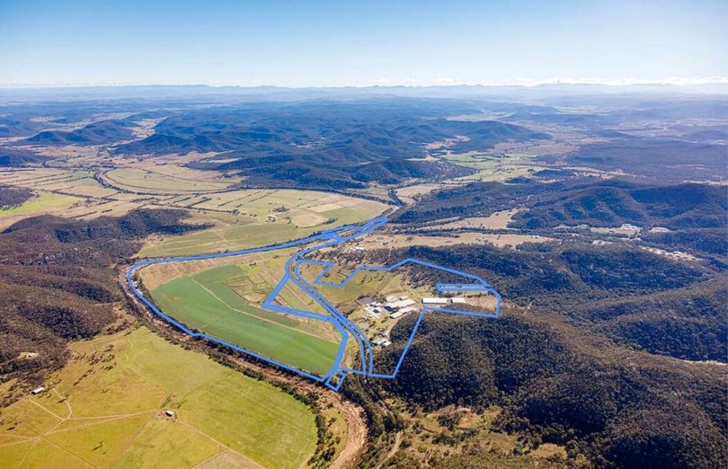 An aerial view of the 568-acre site in Denman.