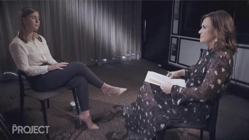 Brittany Higgins during her interview with Lisa Wilkinson.
