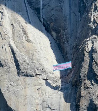 The flag hung for two hours before being removed.