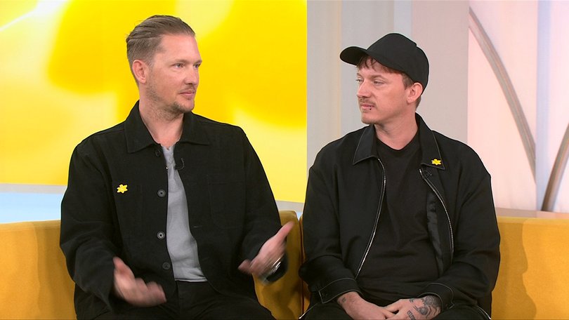 John Farnham’s sons Rob and James on Sunrise on Thursday. 