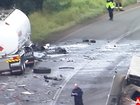 Two men have died after collision between a truck and a fuel tanker northwest of Brisbane. (PR IMAGE PHOTO)