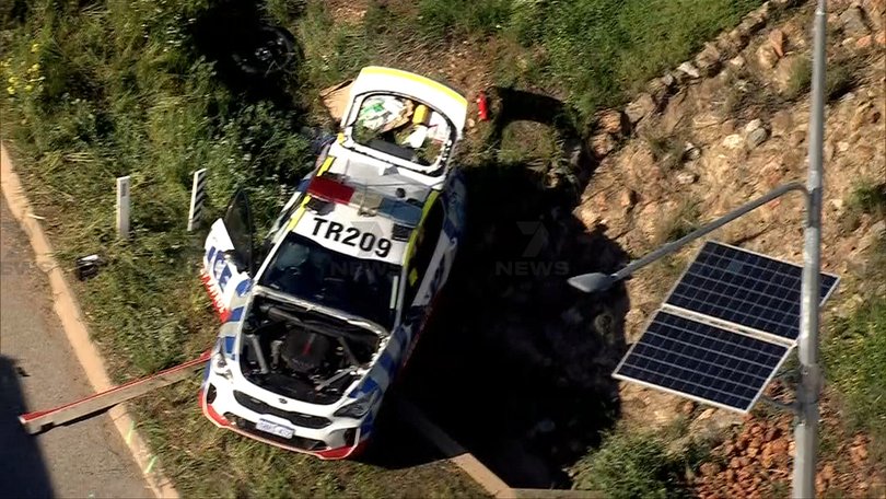 Two highway patrol officers have been injured, one seriously, near Northam on Thursday.