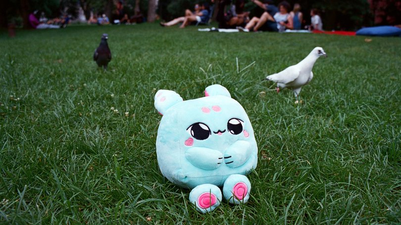Grem, a smiling plushie with a WiFi-enabled voice box.