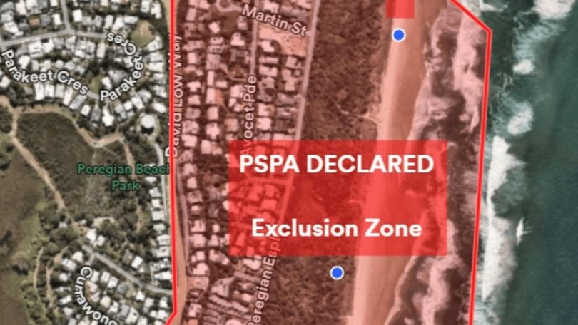 An exclusion zone is now in place at Peregian Beach.
