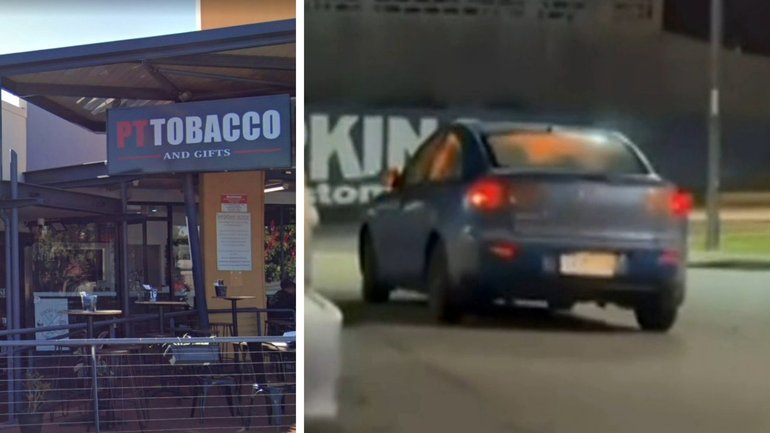 An arsonist has been seen fleeing a tobacco store whilst they were on fire inside a car.
