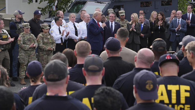 ‘Everybody is safe now. We're going to have the best capital ever,’ Donald Trump says of Washington. (AP PHOTO)