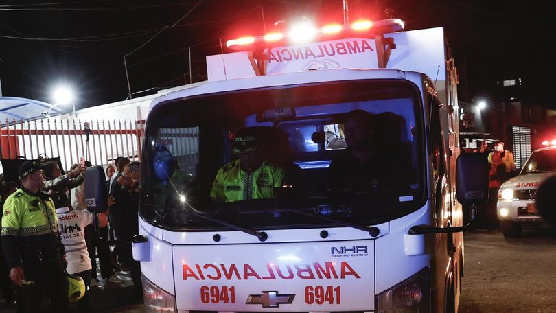 A police helicopter has been shot down in Colombia, leaving at least eight people dead. (EPA PHOTO)