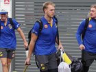 The West Coast Eagles arrive at Perth Airport ahead of flying to Sydney for their match against the GWS Giants. Pictured - Oscar Allen