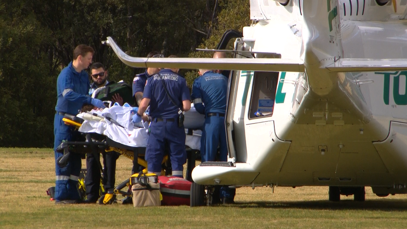 All three were rushed to hospital.