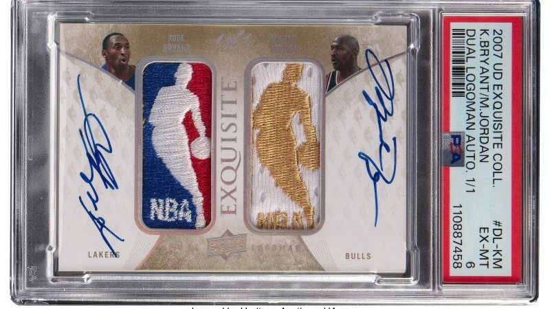 The card features the gold logo patch worn by Michael Jordan during the 1996-97 season, in which he won his penultimate NBA Championship. 