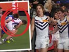 Caleb Serong's bump on Jordan Croft.