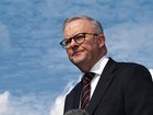 Prime Minister Anthony Albanese speaks to the media during a press conference about solar batteries.