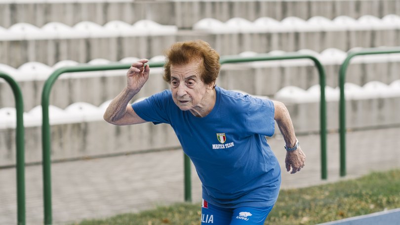Mazzenga's track workouts last about an hour.
