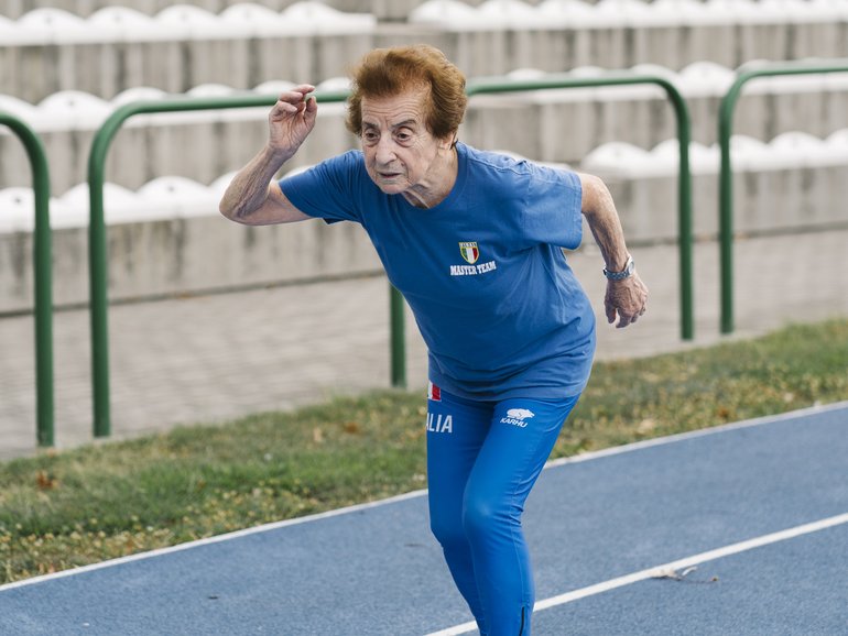 Mazzenga's track workouts last about an hour.