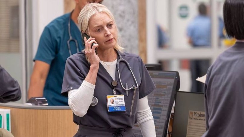 Katherine LaNasa as nurse Dana Evans in The Pitt.