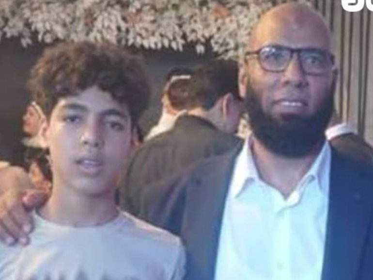 Hamza and his father. Hamza died in Cairo, Egypt after eating uncooked noodles.