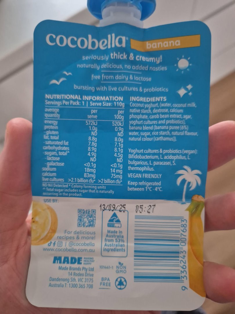 Nate’s son had severe reactions after eating Cocobella banana yoghurt on August 20.