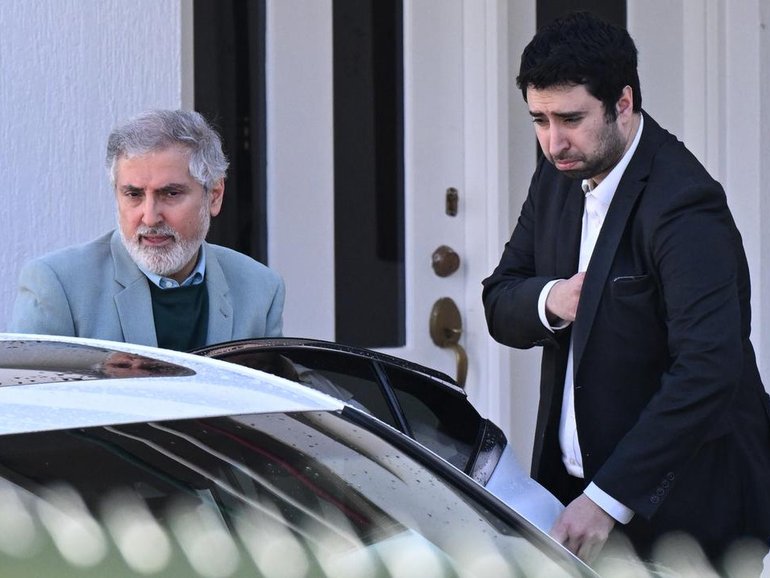 Expelled: Iranian ambassador to Australia Ahmad Sadeghi (left) has departed the embassy in Canberra. (Lukas Coch/AAP PHOTOS)