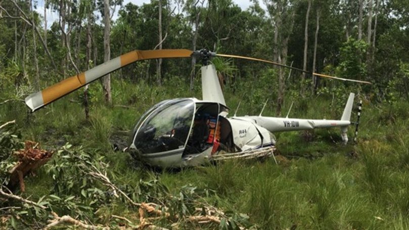 The crashed helicopter.