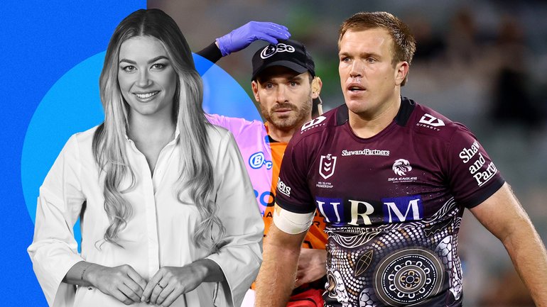 The flashing concussion mouthguards could help prolong Jake Trbojevic’s NRL career.