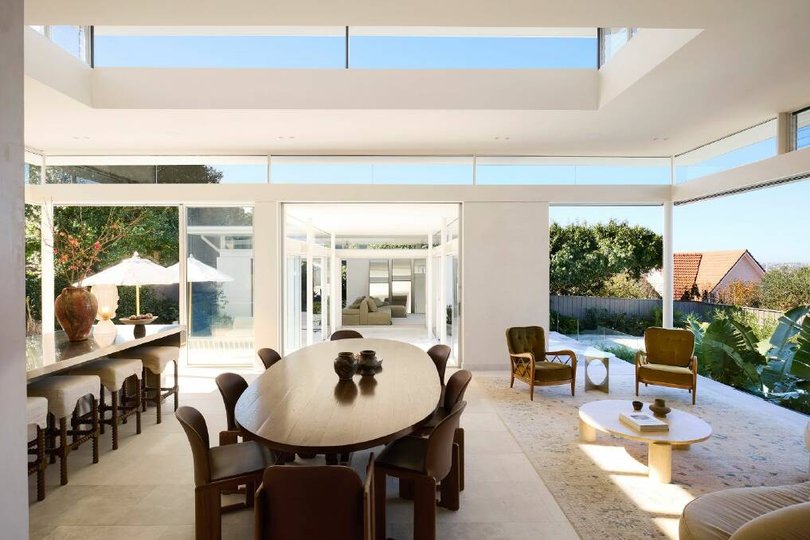 Open-plan living, dining and kitchen.