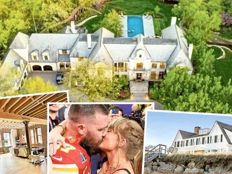 Newly engaged couple Travis Kelce and Taylor Swift own properties in Kansas, New York and Nashville./Realtor/AP