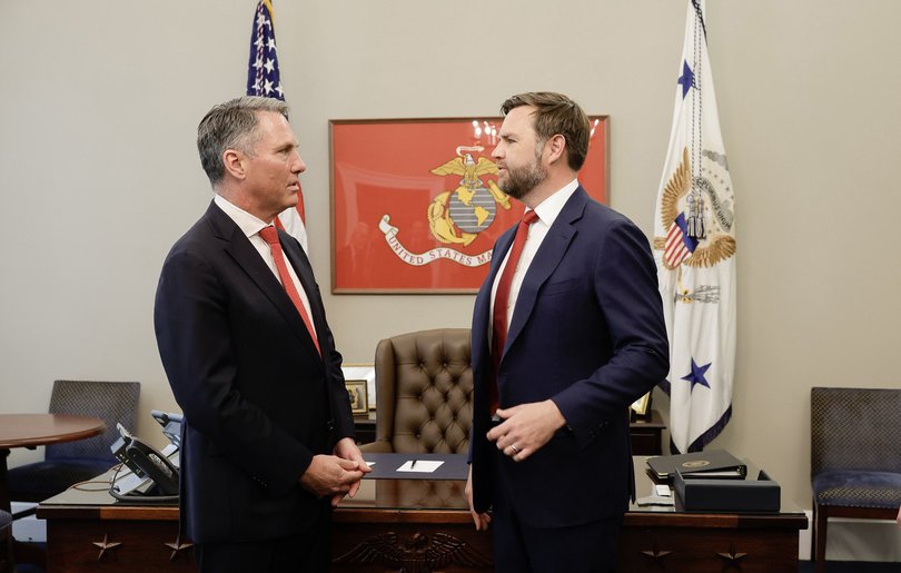 Defence Minister Richard Marles and US Vice President JD Vance chat.