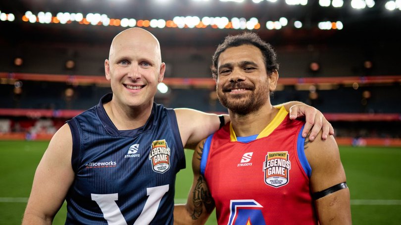 AFL legends Gary Ablett and Cyril Rioli ahead of the Legends Game.