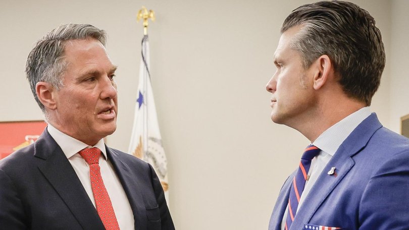 Deputy Prime Minister Richard Marles was photographed speaking with US Defence Secretary Pete Hegseth this week. Handout / Deputy Prime Minister’s Office