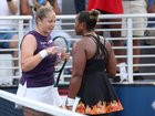 Jelena Ostapenko  argues with Taylor Townsend.