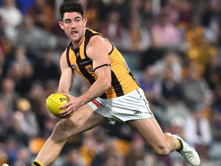 Jai Newcombe will play his 100th AFL game in Hawthorn's elimination final against GWS. (Darren England/AAP PHOTOS)