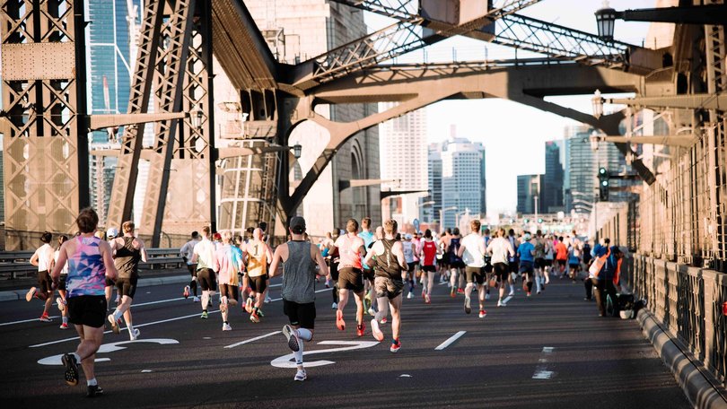 TCS Sydney Marathon Runners over the Sydney Harbour Bridge