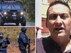Heavily armoured police vehicles were spotted moving into Mount Buffalo National Park on Sunday night.