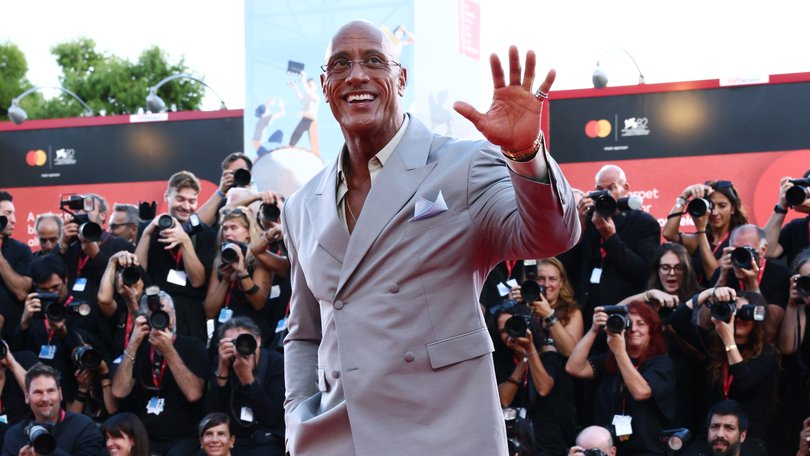 Dwayne Johnson on the red carpet for The Smashing Machine at the 82nd Venice International Film Festival.