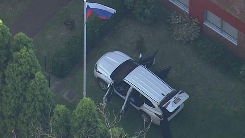 A man who allegedly crashed into the gates of the Russian consulate in Sydney will remain behind bars after he was refused bail. Nine News