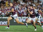 Tom Trbojevic (left) in action for the Manly Sea Eagles. Getty
