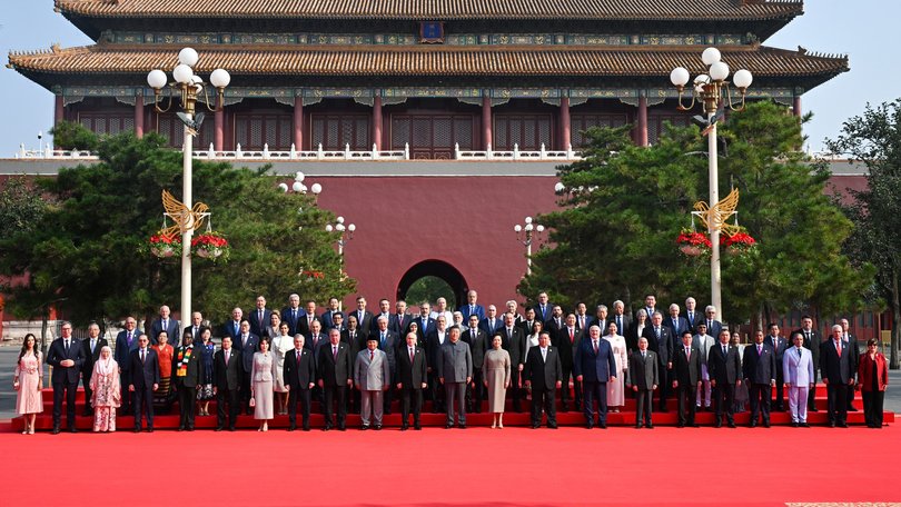 A group photo ahead of the military parade marking the 80th anniversary of victory over the militarist Japan and the end of World War II.