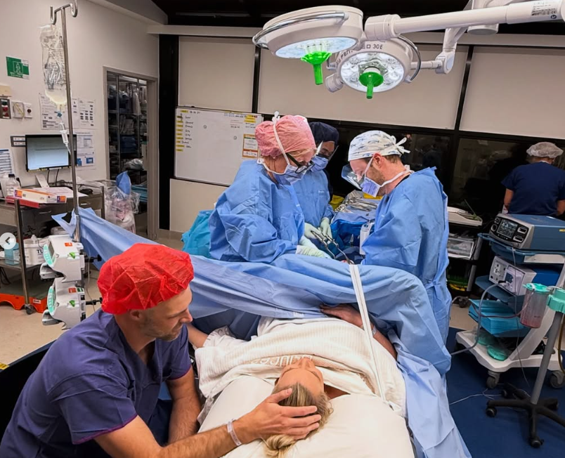 Holmes had to undergo a C-section after labouring all day.