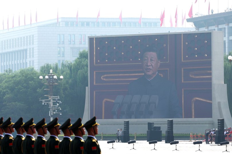 China’s President Xi Jinping delivers a speech during the parade.