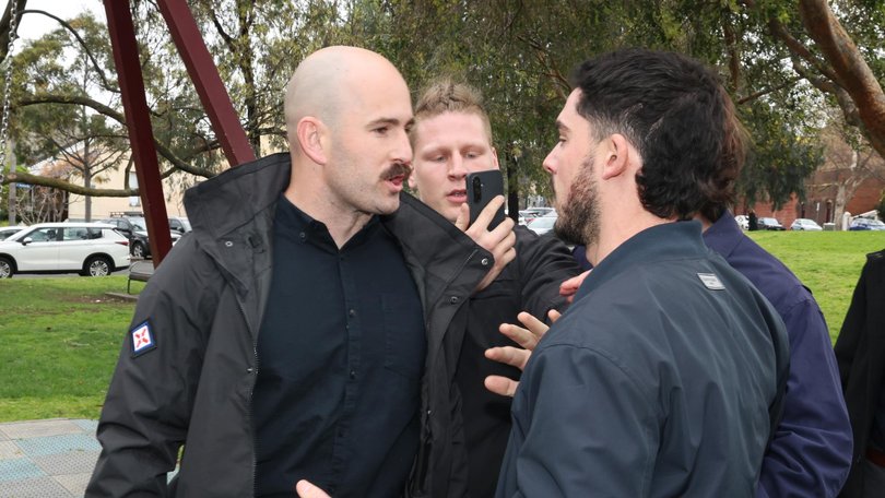 Before his arrest on Tuesday, Sewell crashed a press conference hosted by Victorian Premier Jacinta Allan. Picture: NewsWire/ David Crosling