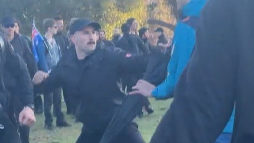 Sewell is alleged to have incited his followers to ‘charge’ at the protest before violence erupted. Picture: Supplied
