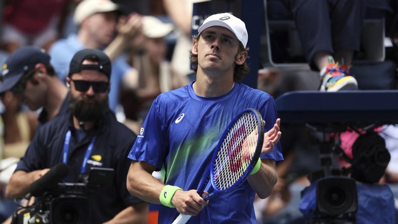 Alex de Minaur has been left reeling again by his sixth grand slam quarter-final disappointment at the US Open. (AP PHOTO)