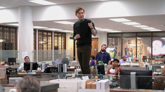 Domhnall Gleeson in The Paper, a spin-off of the US version of The Office.