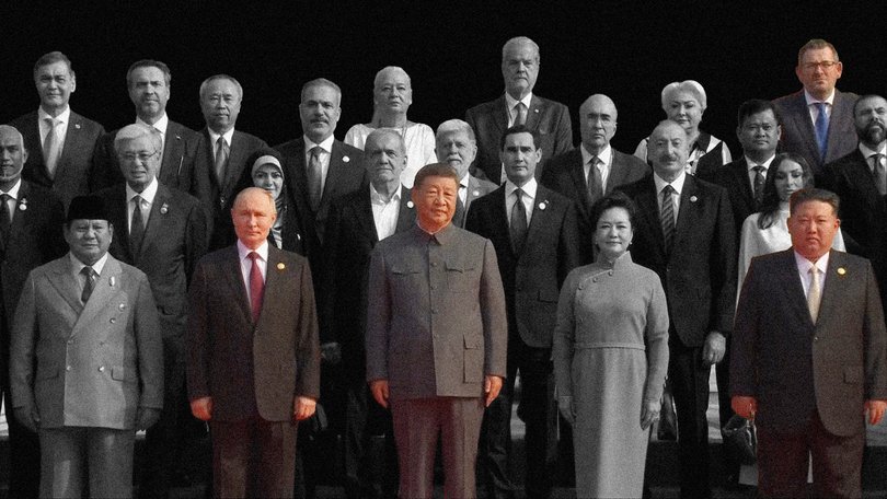 Daniel Andrews was photographed alongside Chinese President Xi Jinping, Russian President Vladimir Putin and Supreme Leader of North Korea Kim Jong Un.
